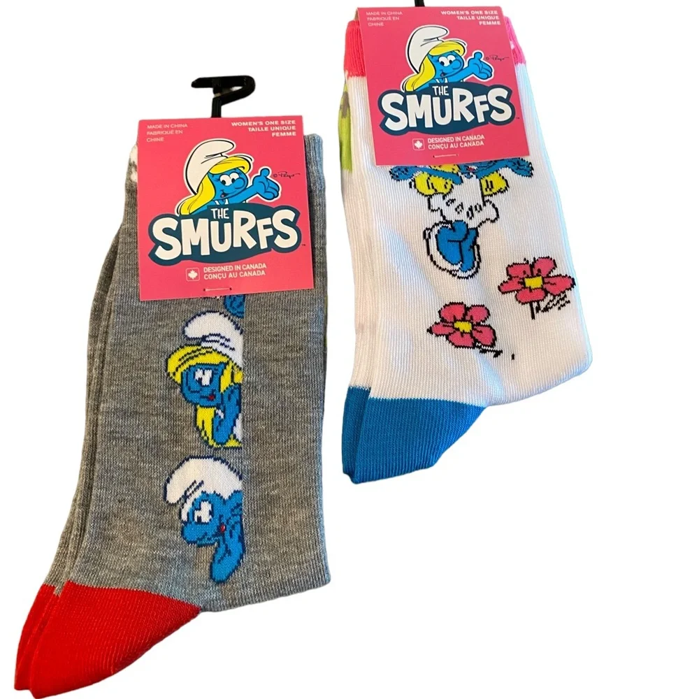 NWT 2 Pr Smurf Crew Socks